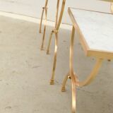 Neoclassical brass and marble nesting tables, 1950