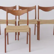 Set of 4 Arne Wahl Iversen Dining Chairs, Danish Mid Century Modern, 1960s