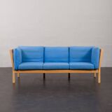 Danish mid century deep blue three seater sofa attr. to Stouby, 1980s.