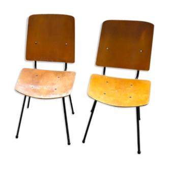 Ensemble de 2 chaises en bois des années 50
