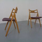 CH 29 Sawbuck Chairs in Oak and Wool by Hans J. Wegner for Carl Hansen & Son, 1950s, Set of 2