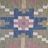 Mid century Scandinavian rug, Swedish wool flatweave with geometric design