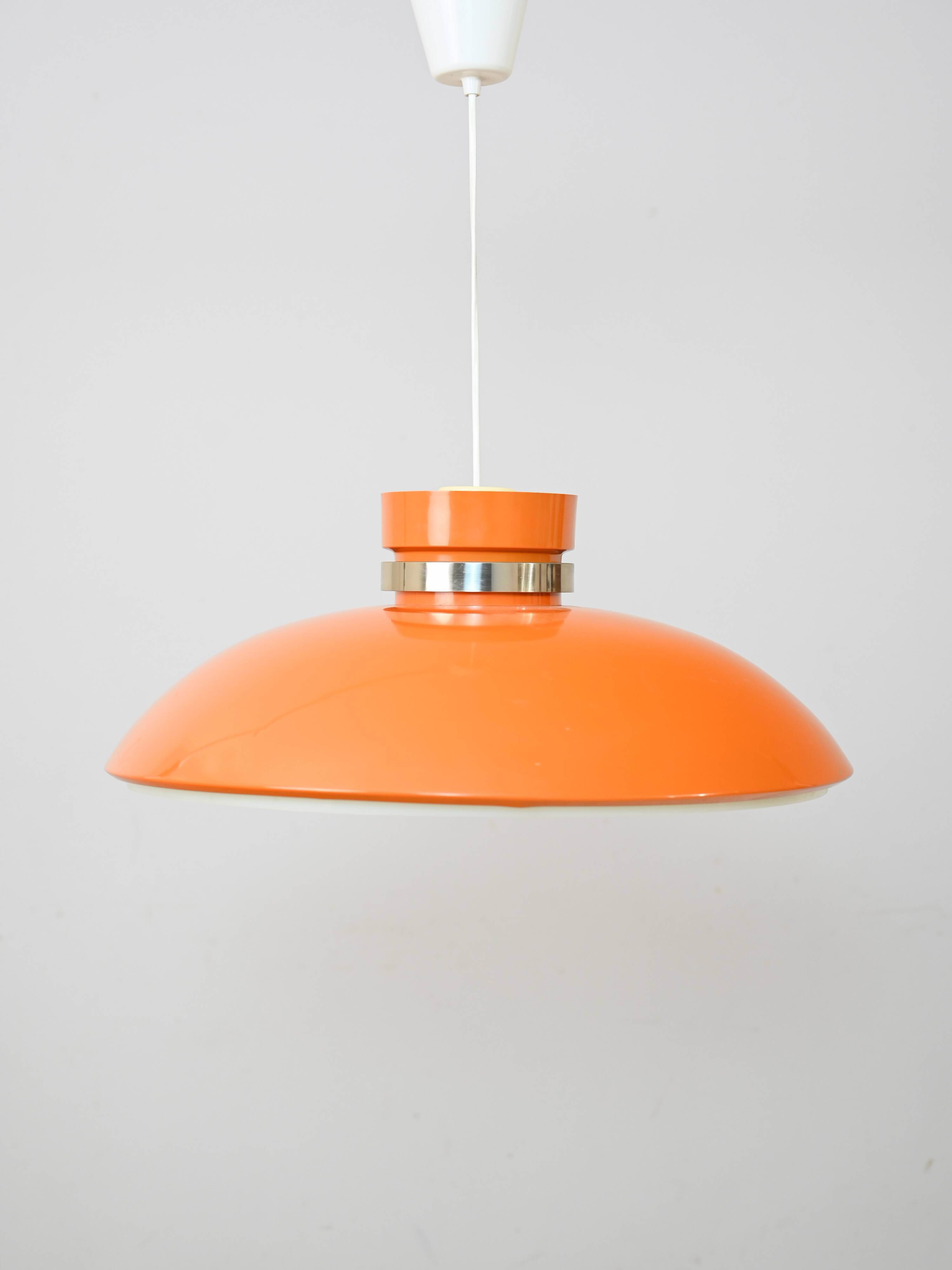 Scandinavian Pendant lamp in orange plastic, 1960s