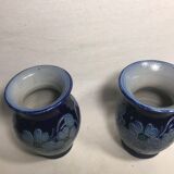 Paire de vases grès bleu vintage
