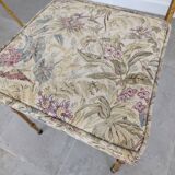 Ensemble de 4 Chaises en Fer Doré et Tissu Fleuri, Espagne, 1980s