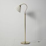 Lampadaire scandinave en laiton à col courbé, années 1950