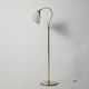 Scandinavian brass floor lamp with curved neck, 1950s