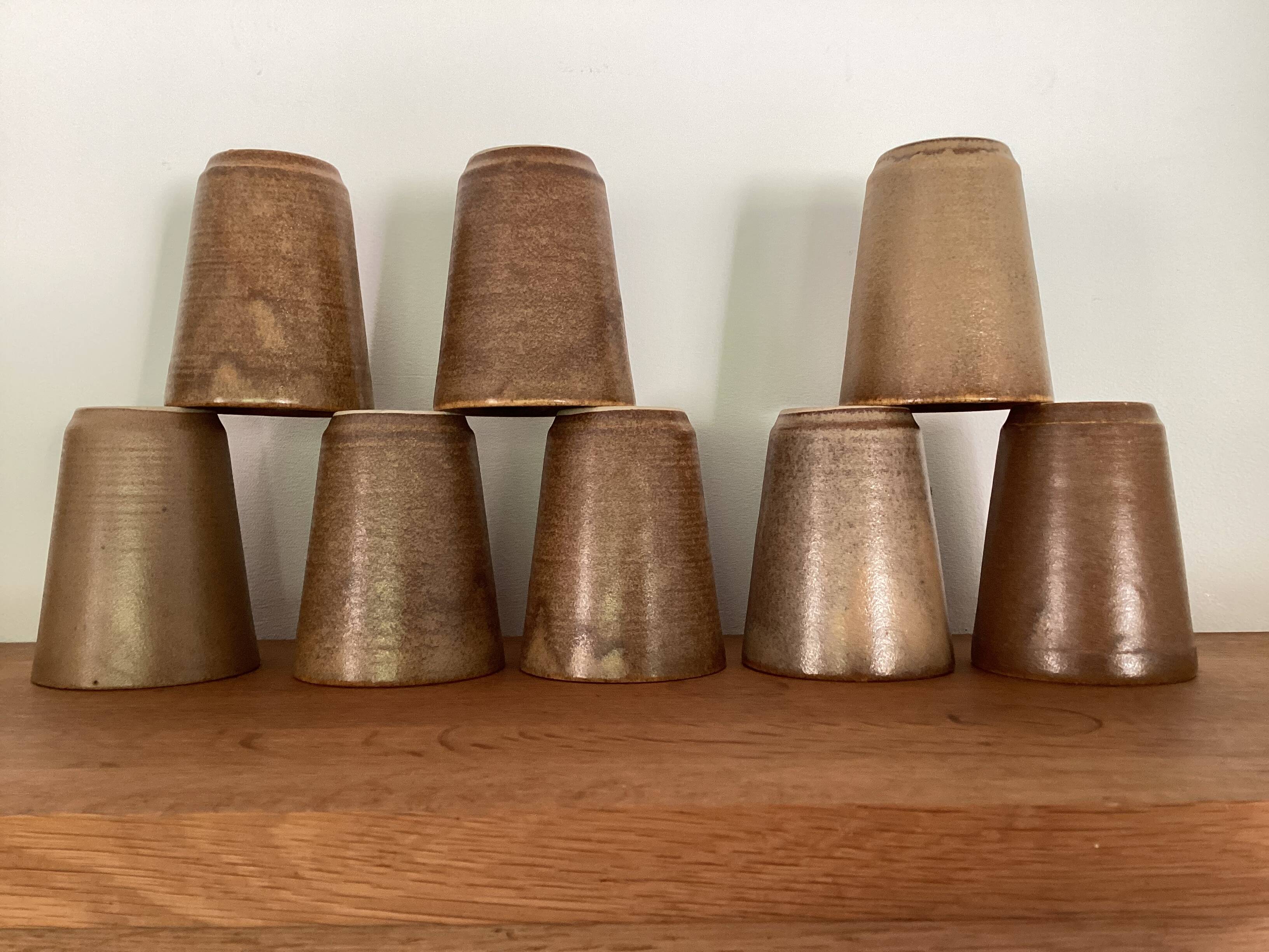 8 Digoin stoneware cups