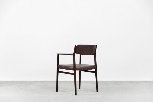 Chaise Exécutive Vintage En Cuir Marron moderne Du milieu Du Siècle Par Arne Vodder, Années 1960.