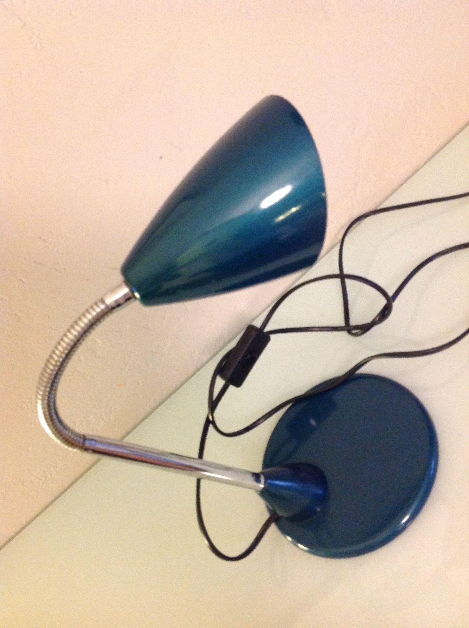 Desk lamp metal blue duck and chrome