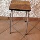 Leather in formica imitation wood and chrome feet / vintage 60s-70s