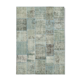 Handwoven anatolian contemporary 173 cm x 245 cm blue patchwork carpet