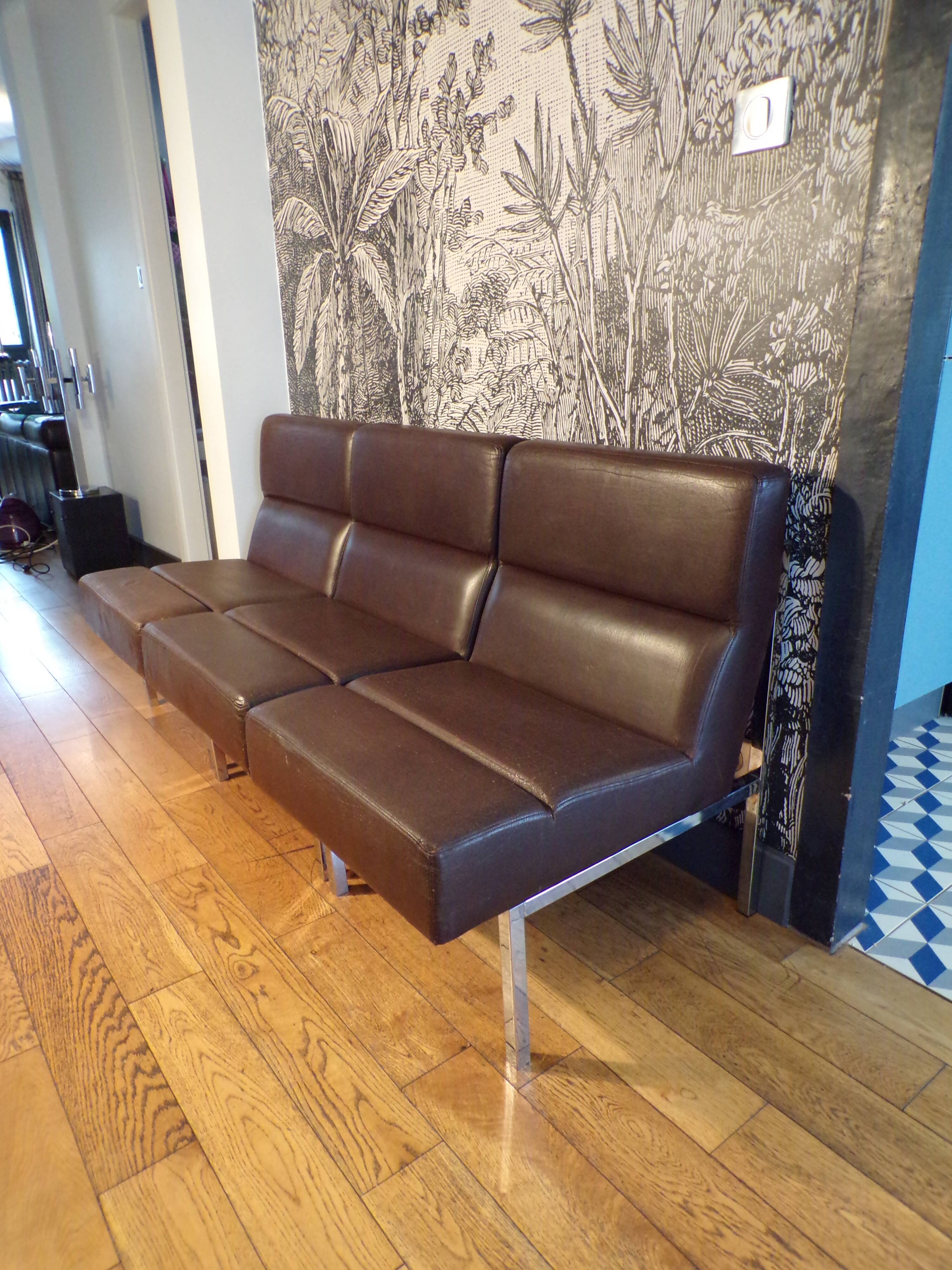 Trio of vinco armchairs in imitation leather