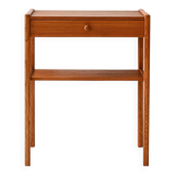 Table de chevet scandinave vintage en teck avec étagère