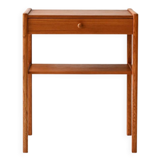 Scandinavian Vintage Teak Nightstand with Shelf