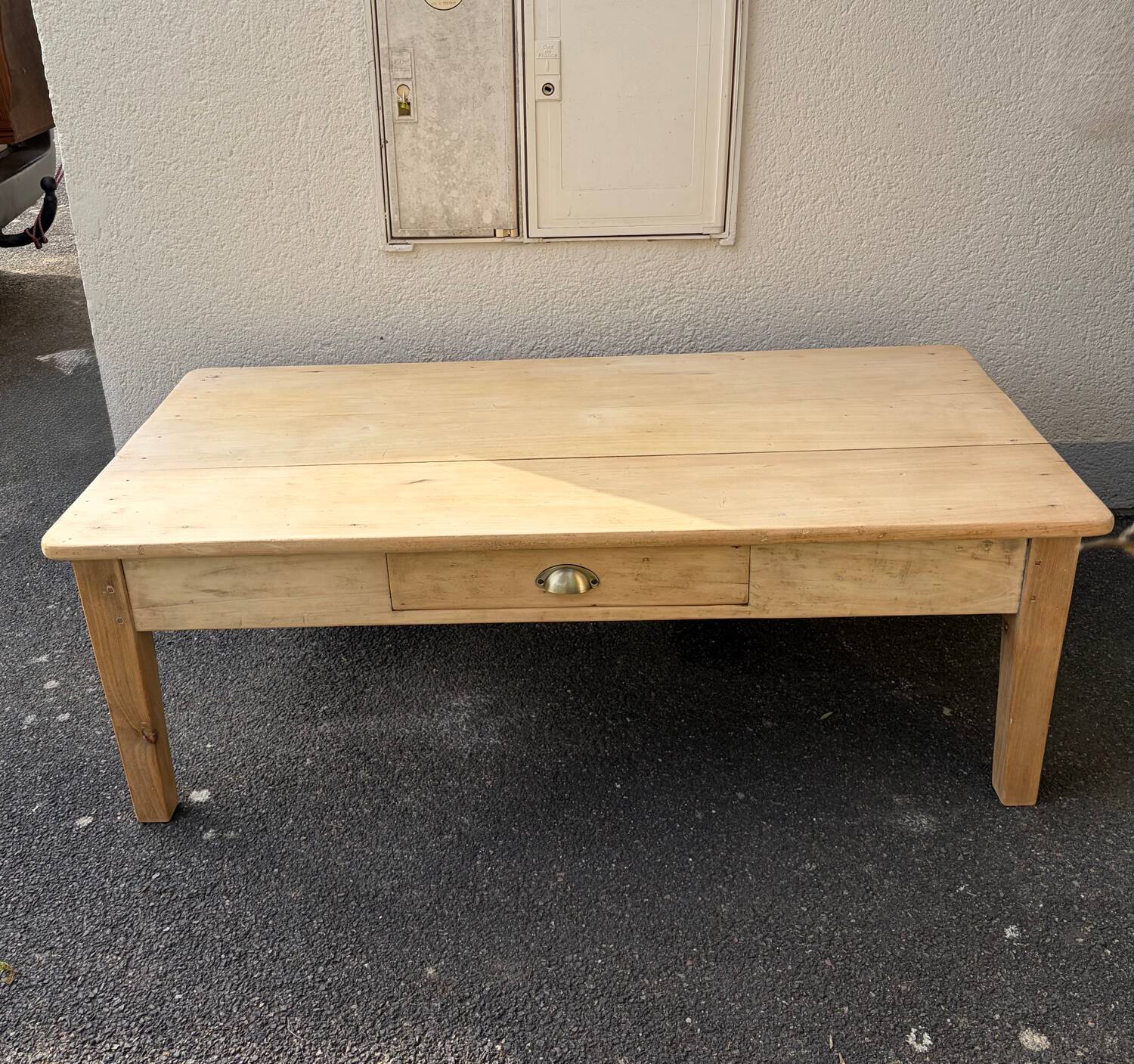 Raw wood coffee table
