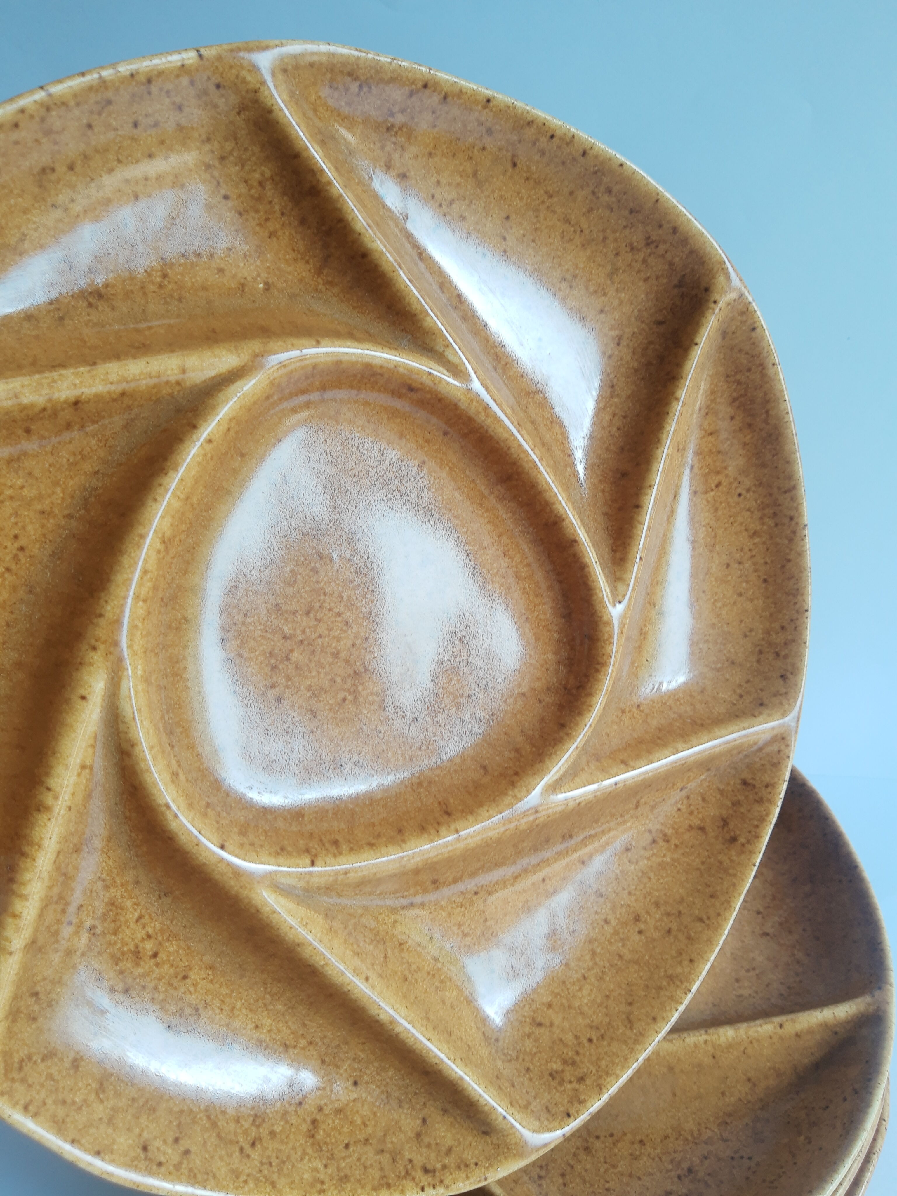 Set of 5 plates with compartments in vintage Longchamp sandstone