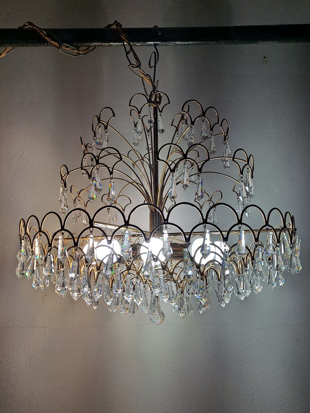 Vintage Italian Crystal Chandelier 8 Lights