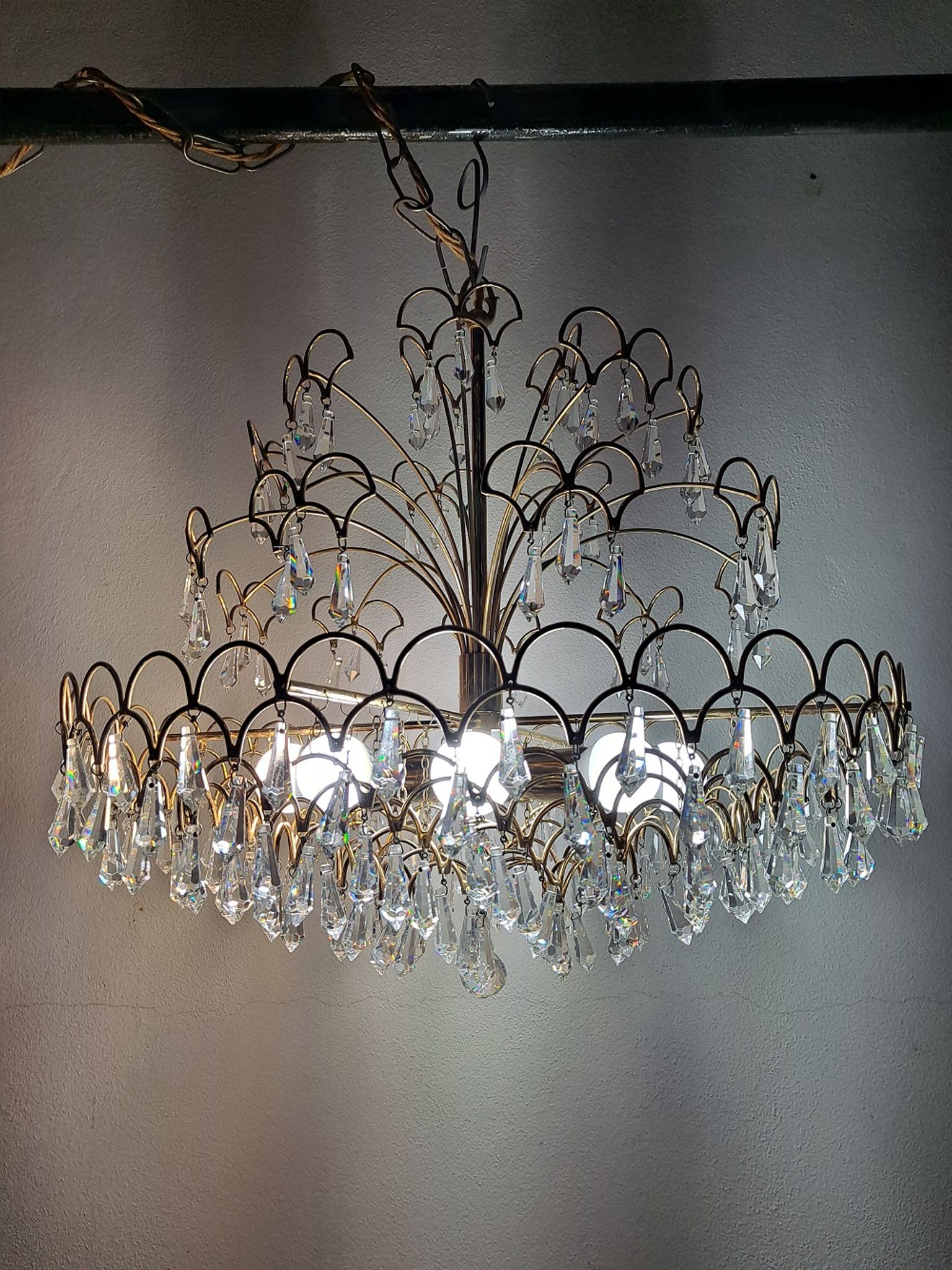 Lustre en cristal italien vintage 8 lumières