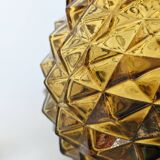 Amber yellow glass vase. d'Empoli diamond points - Year 1950 - Italy