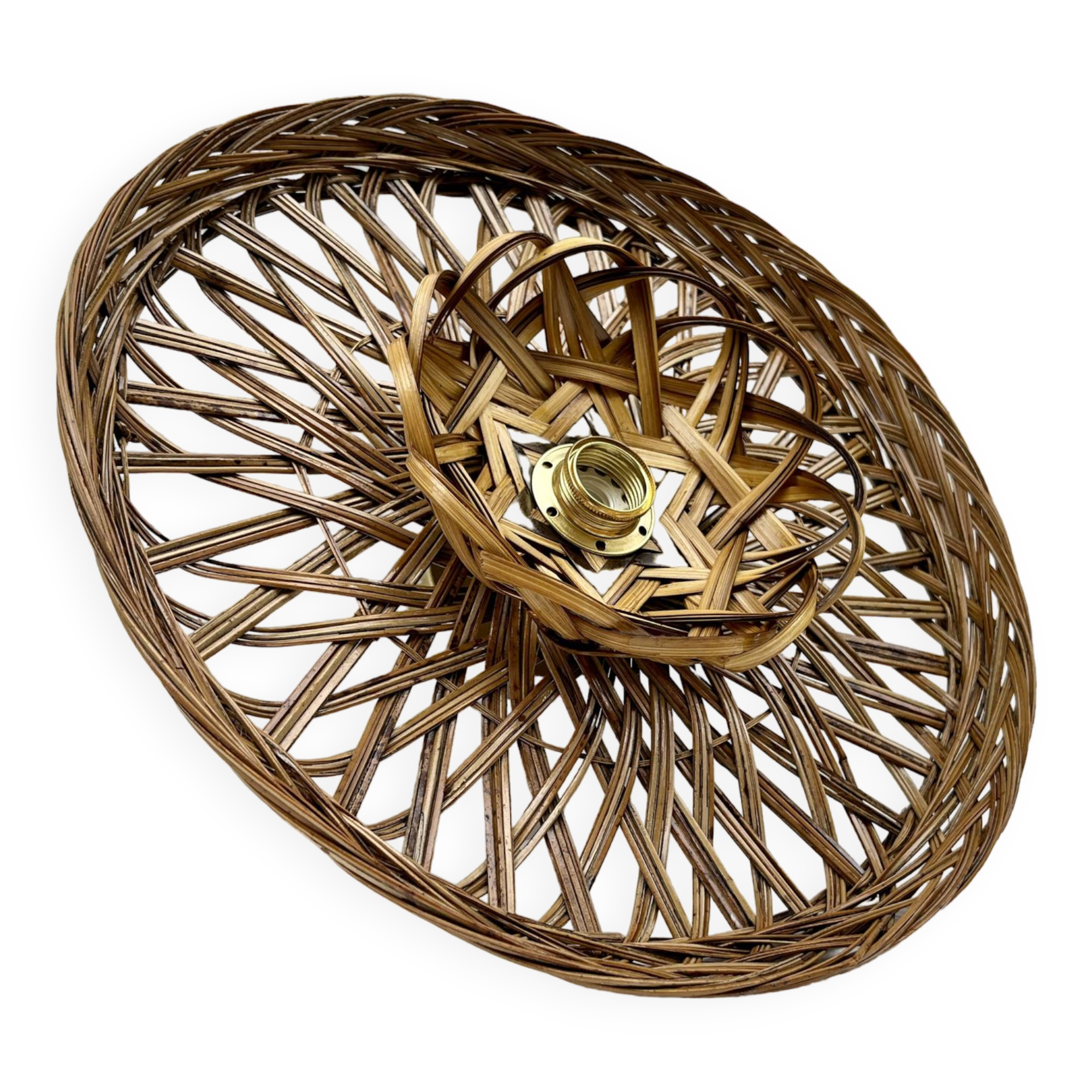 Vintage rattan basket wicker wall light 32 cm