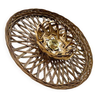 Vintage rattan basket wicker wall light 32 cm