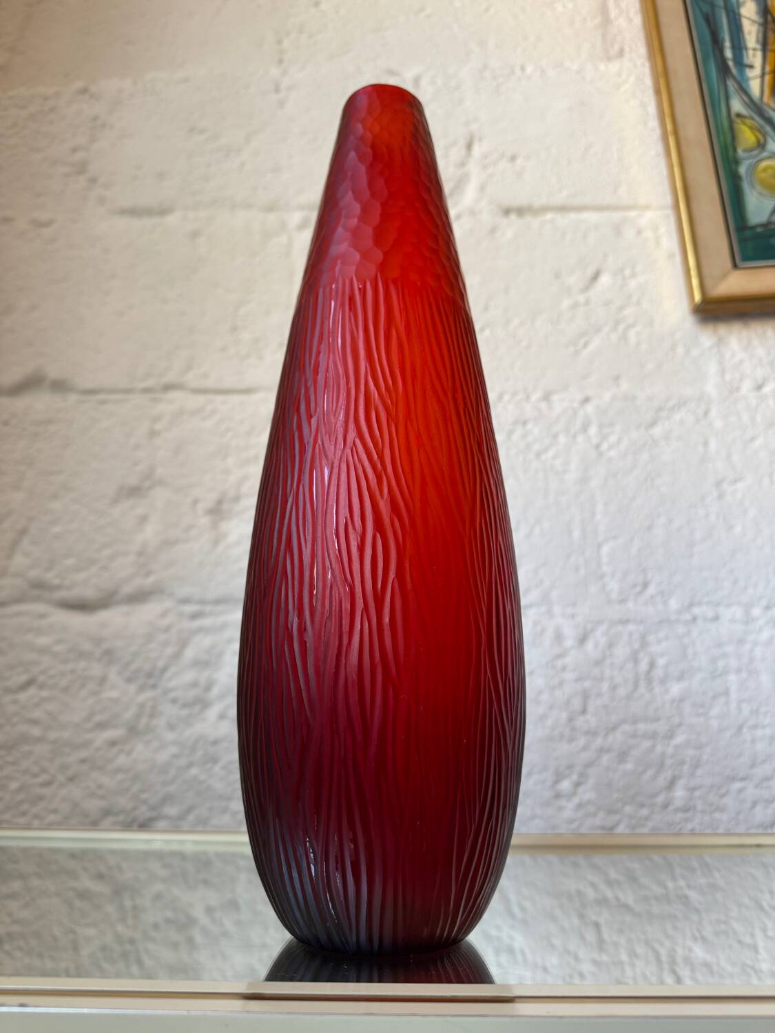 Art Deco style red glass vase