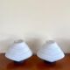 Pair of lamps in opaline glass and metal, 1980