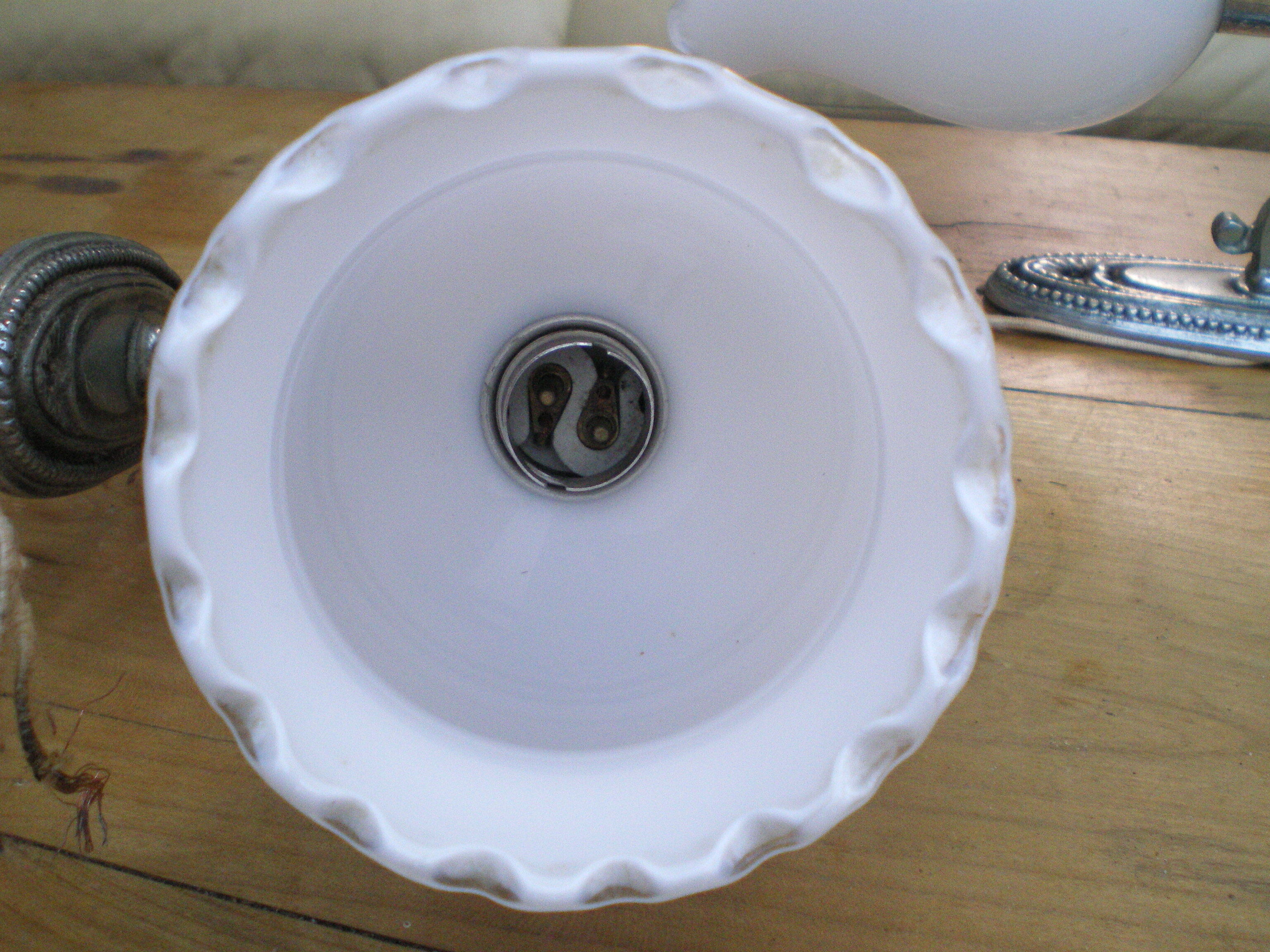 Pair of wall light chrome metal and opaline