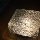 Square wall light, vintage ceiling light in transparent glass.