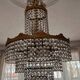 3-light chandelier in gold metal and glass pendants