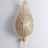 Frosted glass leaf wall lamp by Hillebrand, Germany, 1970s