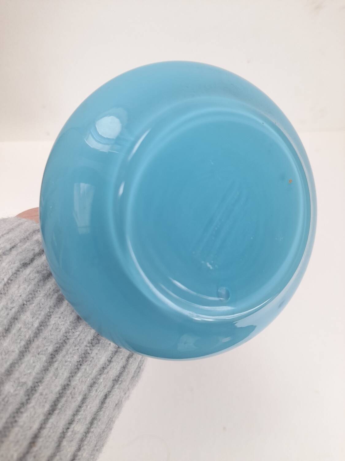 Blue opaline vase with space age rings