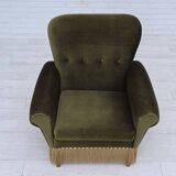 1970s, Danish lounge chair, high, furniture velour, ash wood legs.