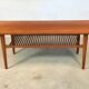 Scandinavian teak coffee table with slatted shelf, Denmark 1960s