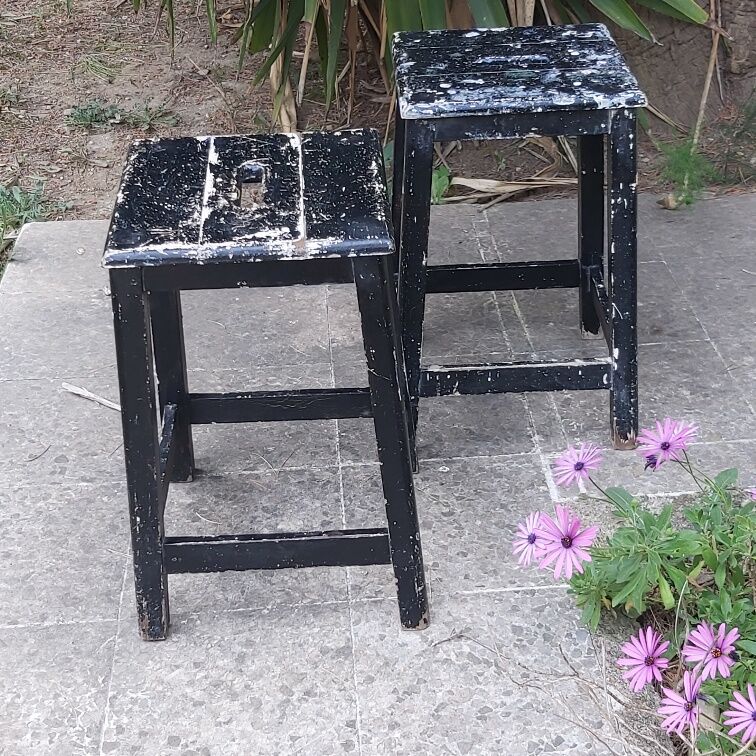 Pair stool painted wood workshop