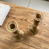 Set 2 old onyx candlesticks