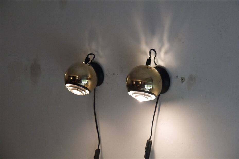 Vintage Scandinavian brass wall lamp 1970