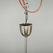 Pair of 1930s Czech Art Deco Opaline Glass and Chrome Pendant Lights