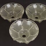 Signed ezan france frosted glass icicle shades set of 3 – art deco lighting