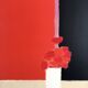 Original Tokonoma lithograph on a red and black background by Bernard Cathelin, 1988