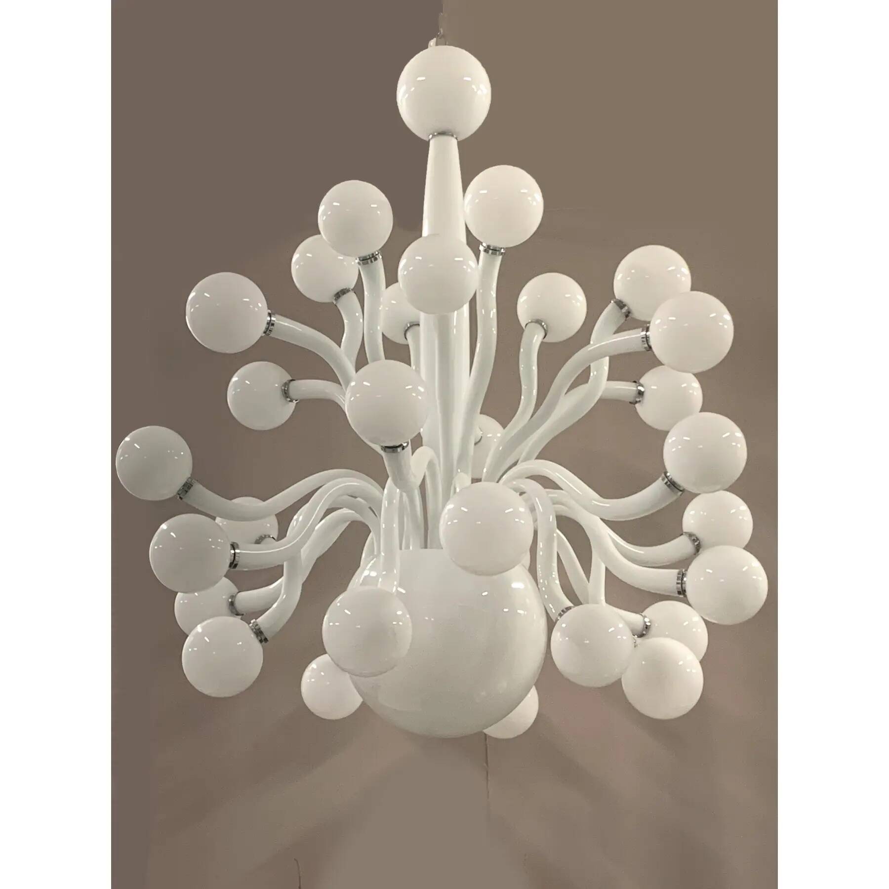 Huge Contemporary Pop Milky-White Murano Glass Chandelier by Simoeng