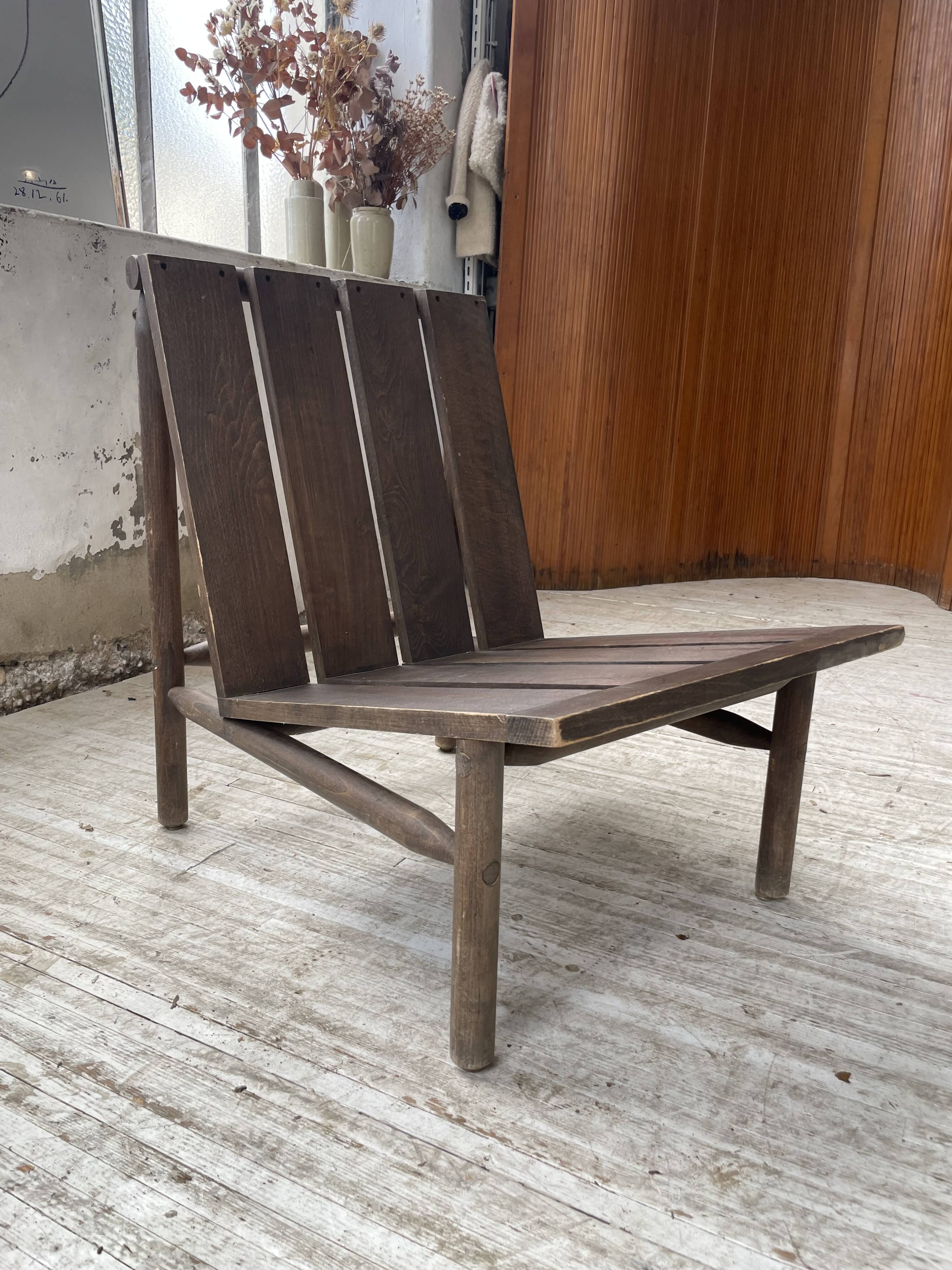 Modernist oak armchair