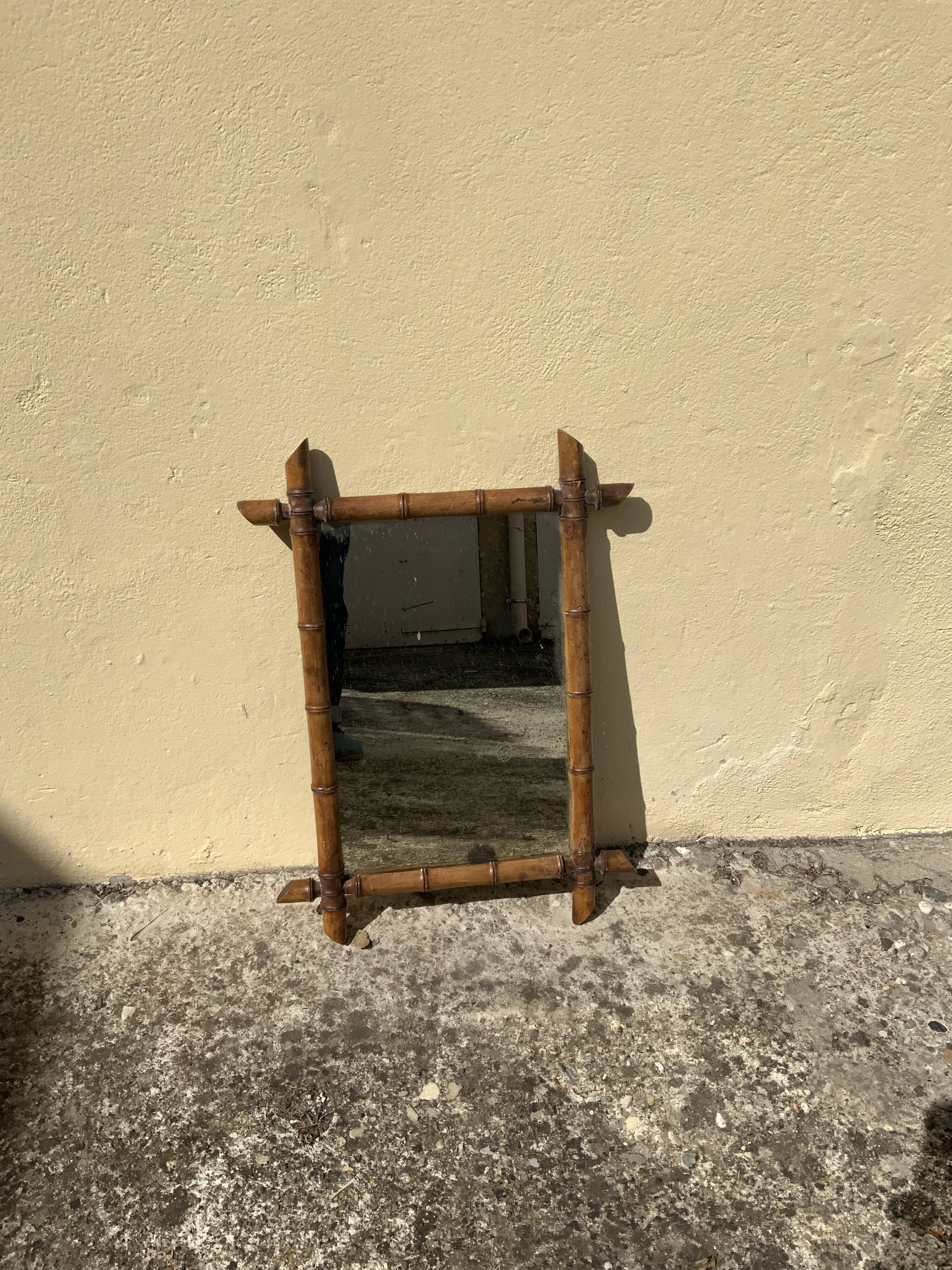 Antique wooden mirror bamboo style