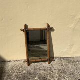 Miroir ancien en bois style bambou