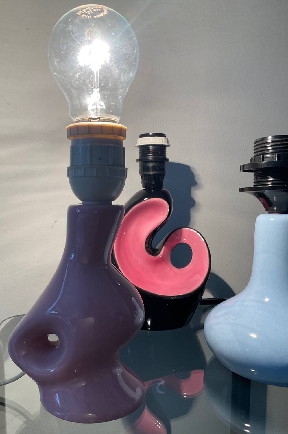 Trio of vintage ceramic lamp bases