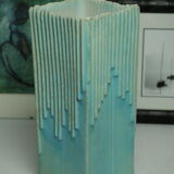 Modernist ceramic vase blue stamped signed 80s