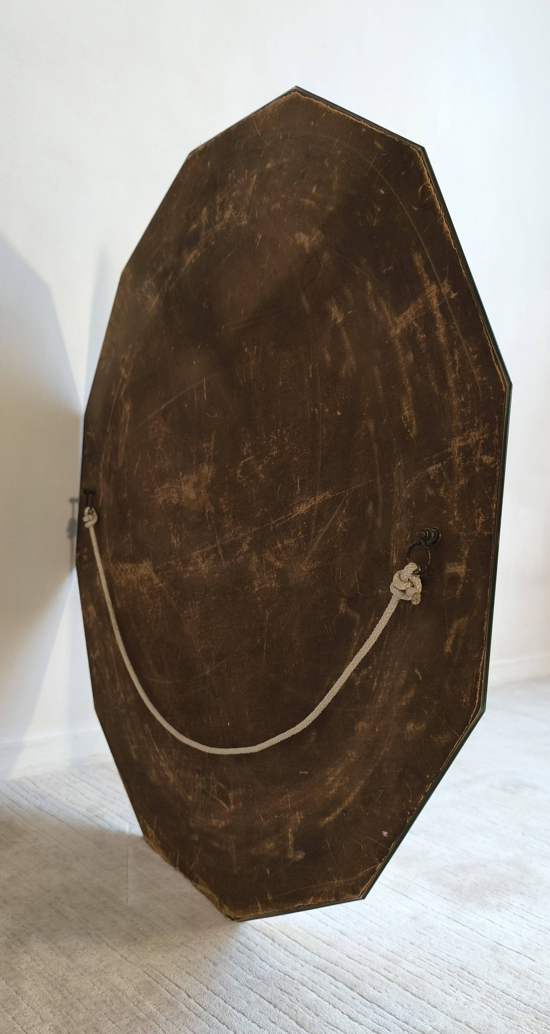 Élégant miroir ancien biseauté à 12 pans – style Art Déco vintage