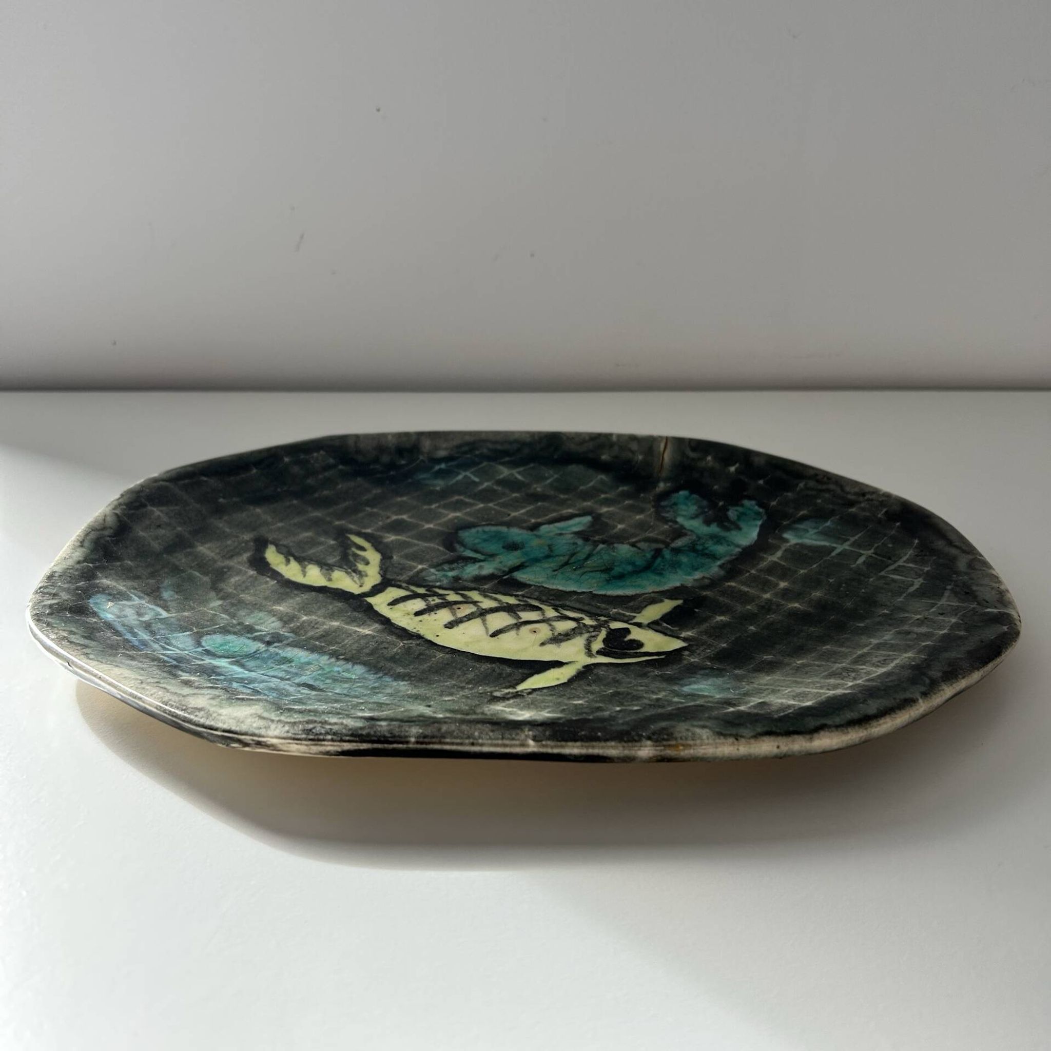 Decorative fish plate signed