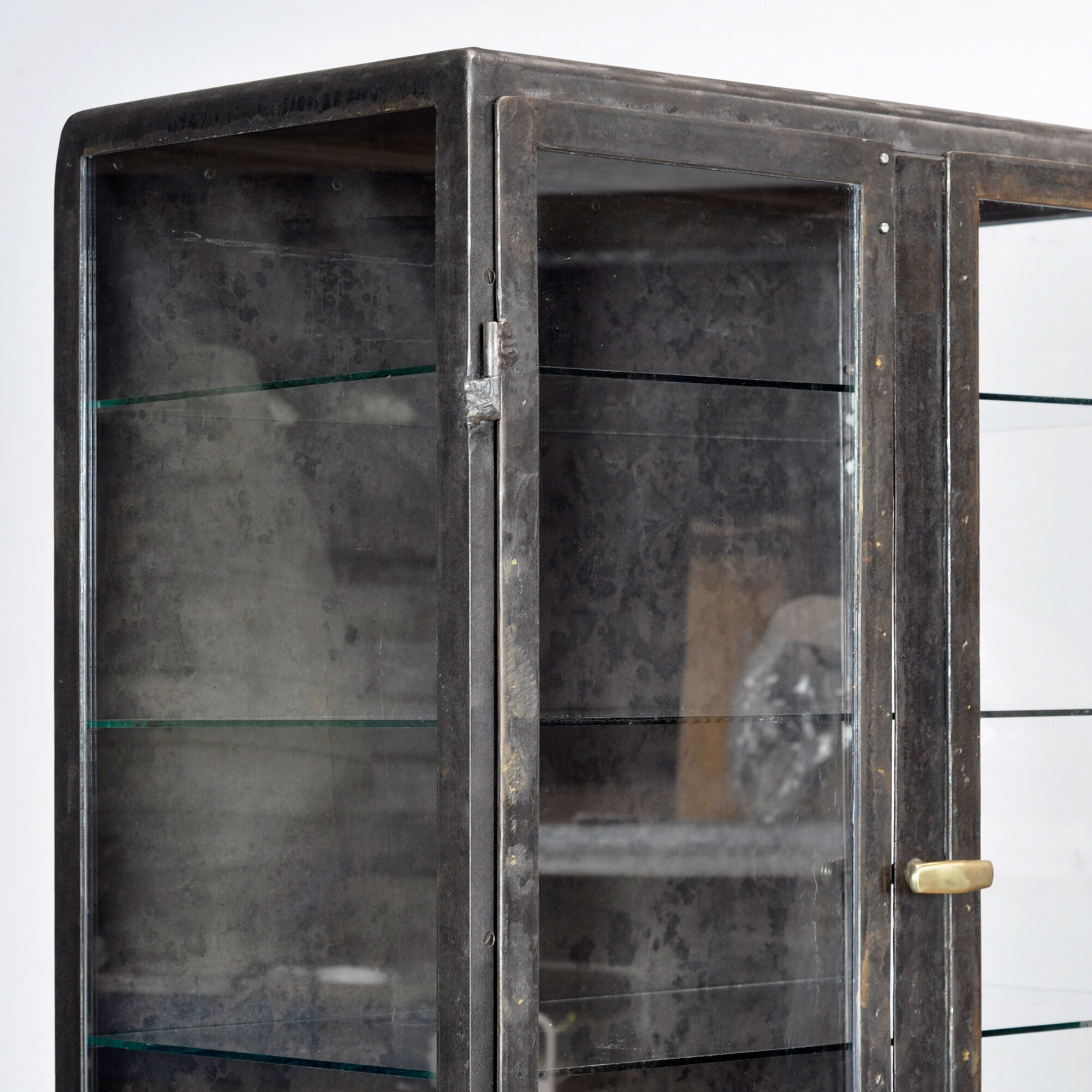 Polished iron medical cabinet, 1950s